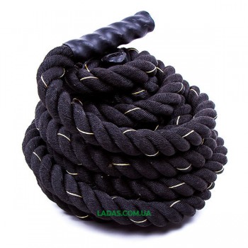 Канат для кроссфита черный Battle Rope (полипропилен, длина 9 м, диаметр 3.8 см)