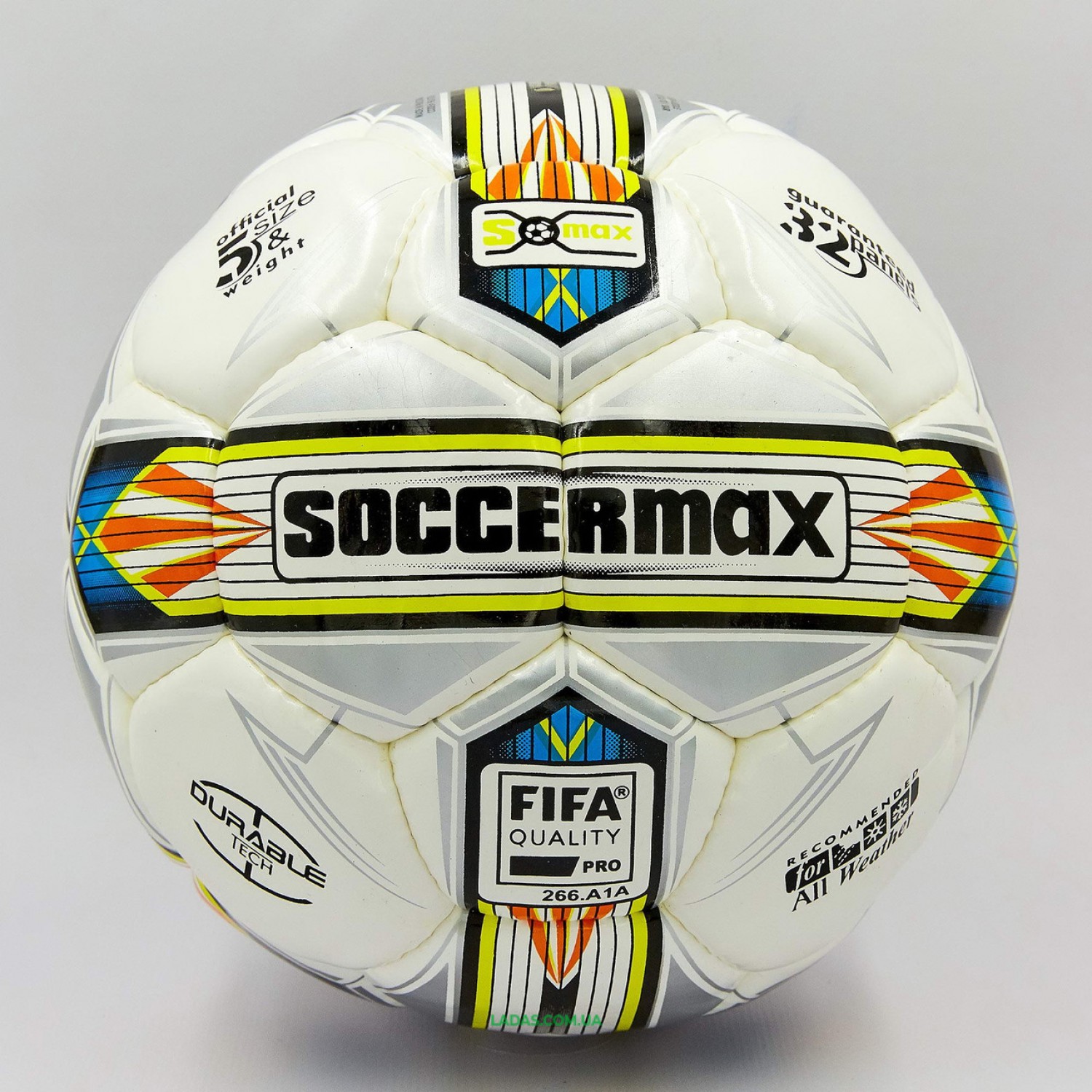 Мяч футбольный профессиональный №5 SOCCERMAX FIFA (PU, белый)