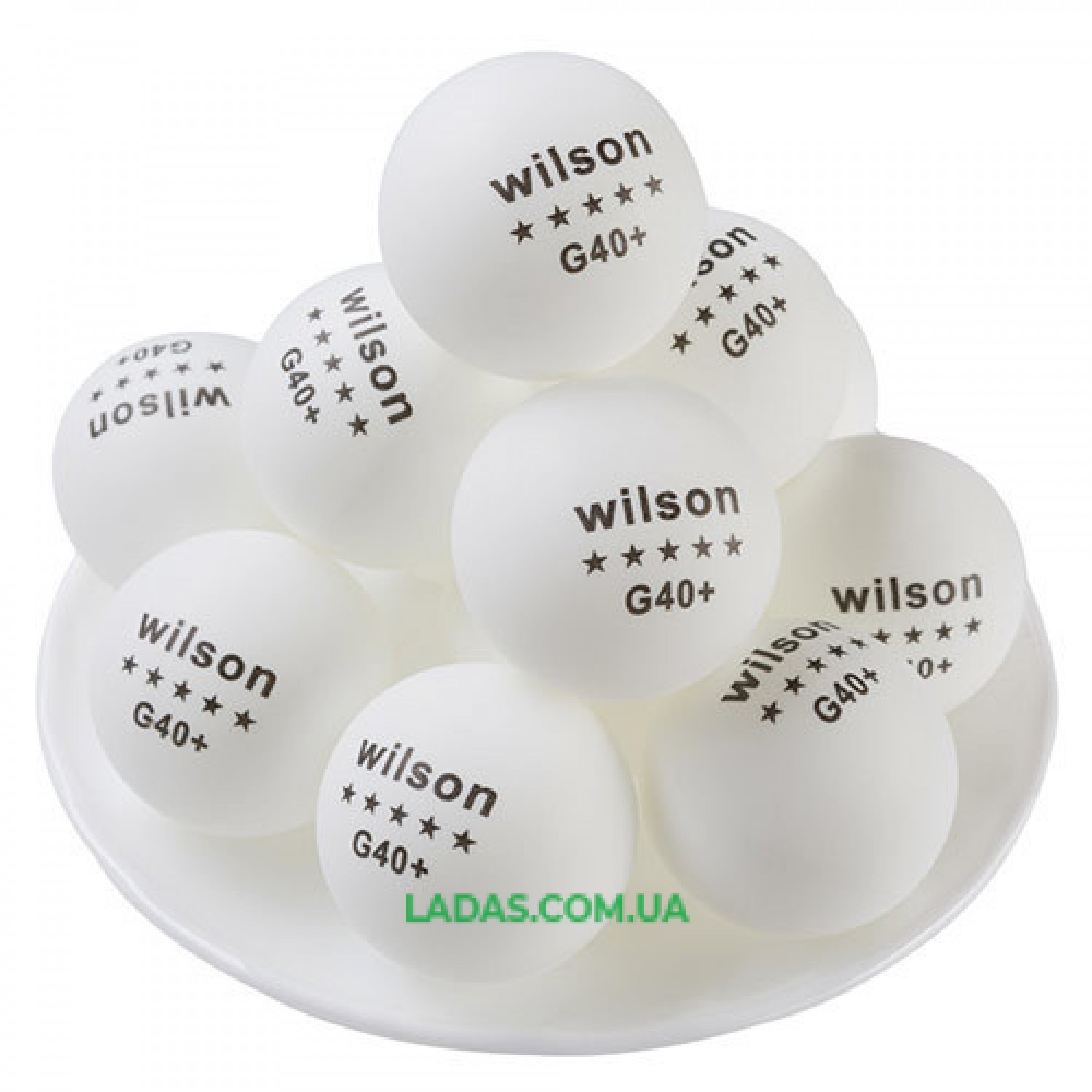 Шарики для настольного тенниса Wilson G40+ белые (144 шт в упаковке)