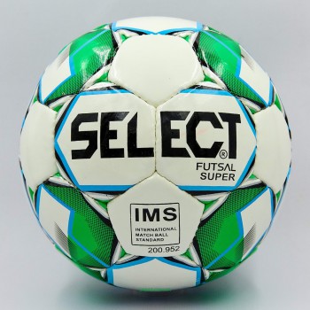Мяч для футзала №4 ламинированный ST SUPER (зелено-белый, сшит вручную)