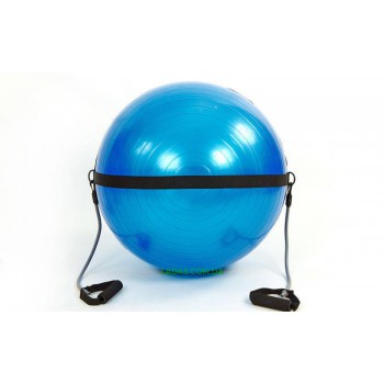 Мяч для фитнеса (фитбол) глянцевый с эспандерами и ремнем (75см, 1500г, ABS)