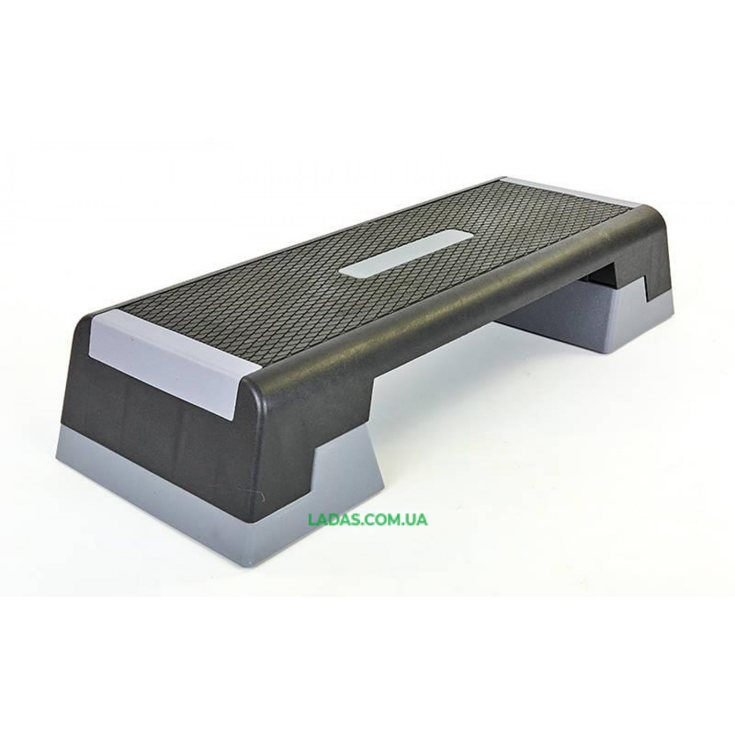 Степ-платформа (пластик, покрытие TPR, р-р 98Lx38Wx15Hсм, черный-серый)