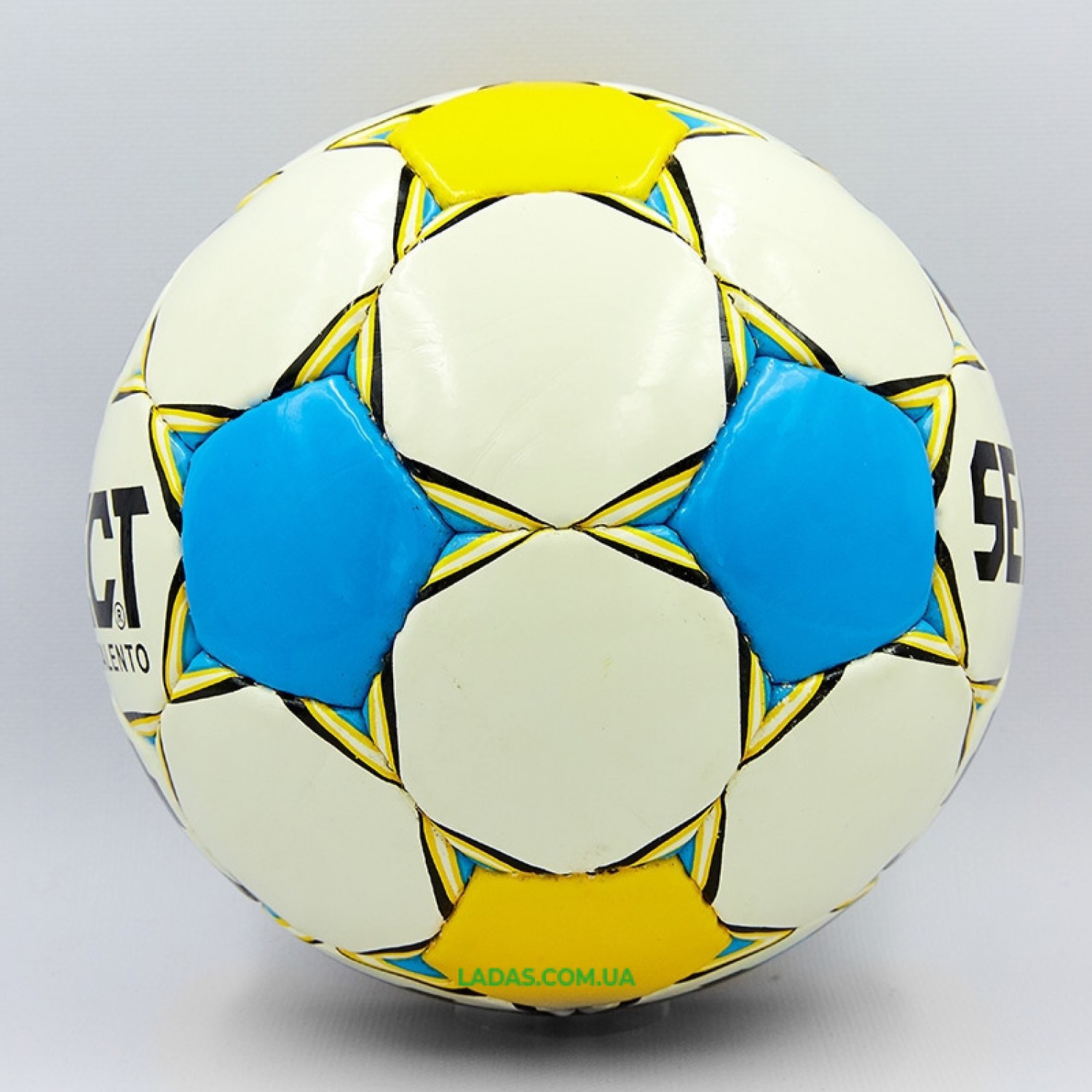 Мяч футбольный №4 PU ламинированный ST TALENTO (бело-желтый-синий, сшит вручную)