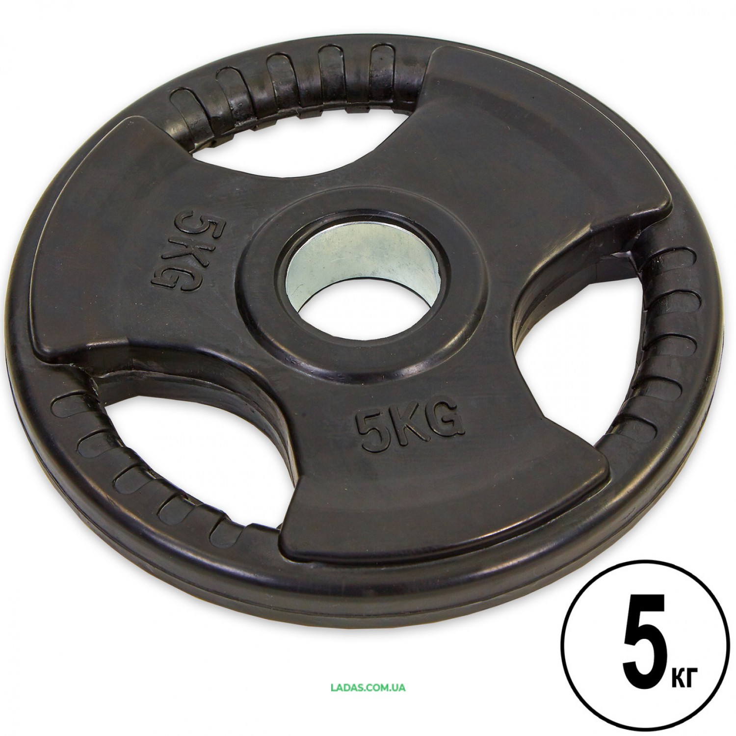 Блины (диски) обрезиненные с тройным хватом и метал. втулкой d-52мм (1шт*5кг)