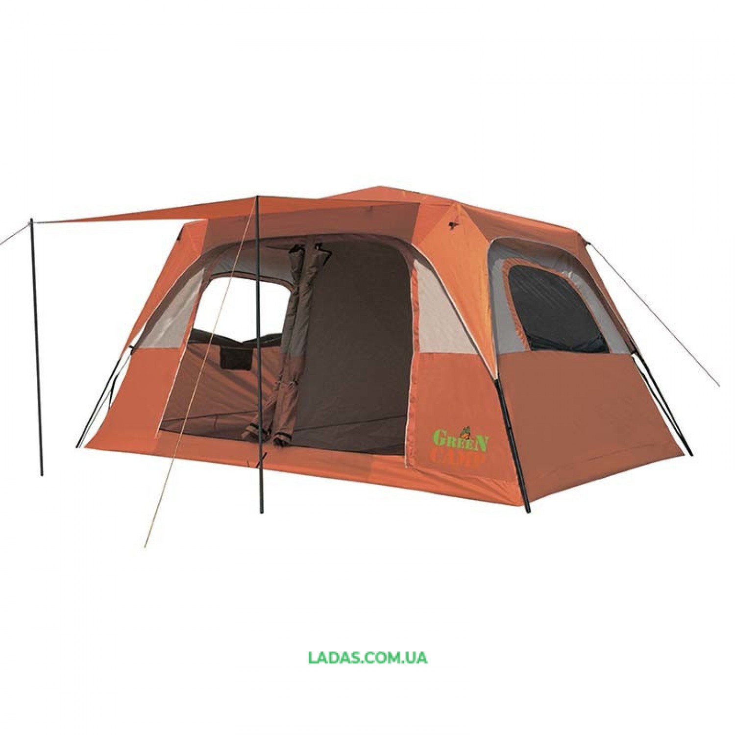 Палатка 6-ти местная GreenCamp GC1610, автомат(р-р 390 х 270 х 180/210 см, оранжевый)