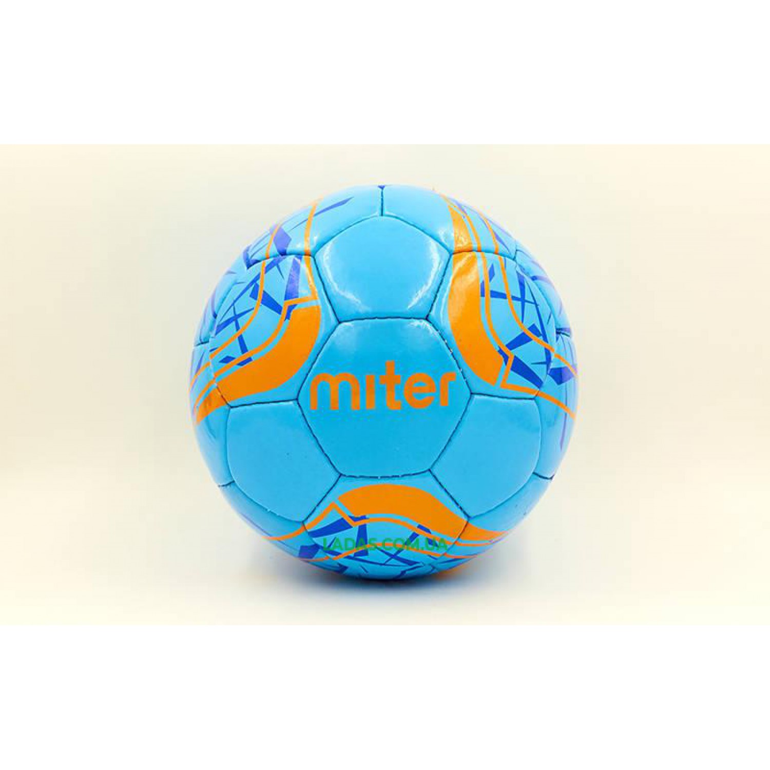 Мяч футбольный №5 PU ламинированный MITER (синий, сшит вручную)