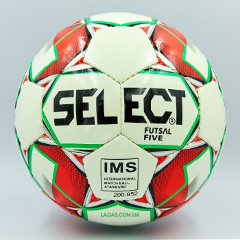 Мяч для футзала №4 ламинированный ST FIVE (красно-белый, сшит вручную)