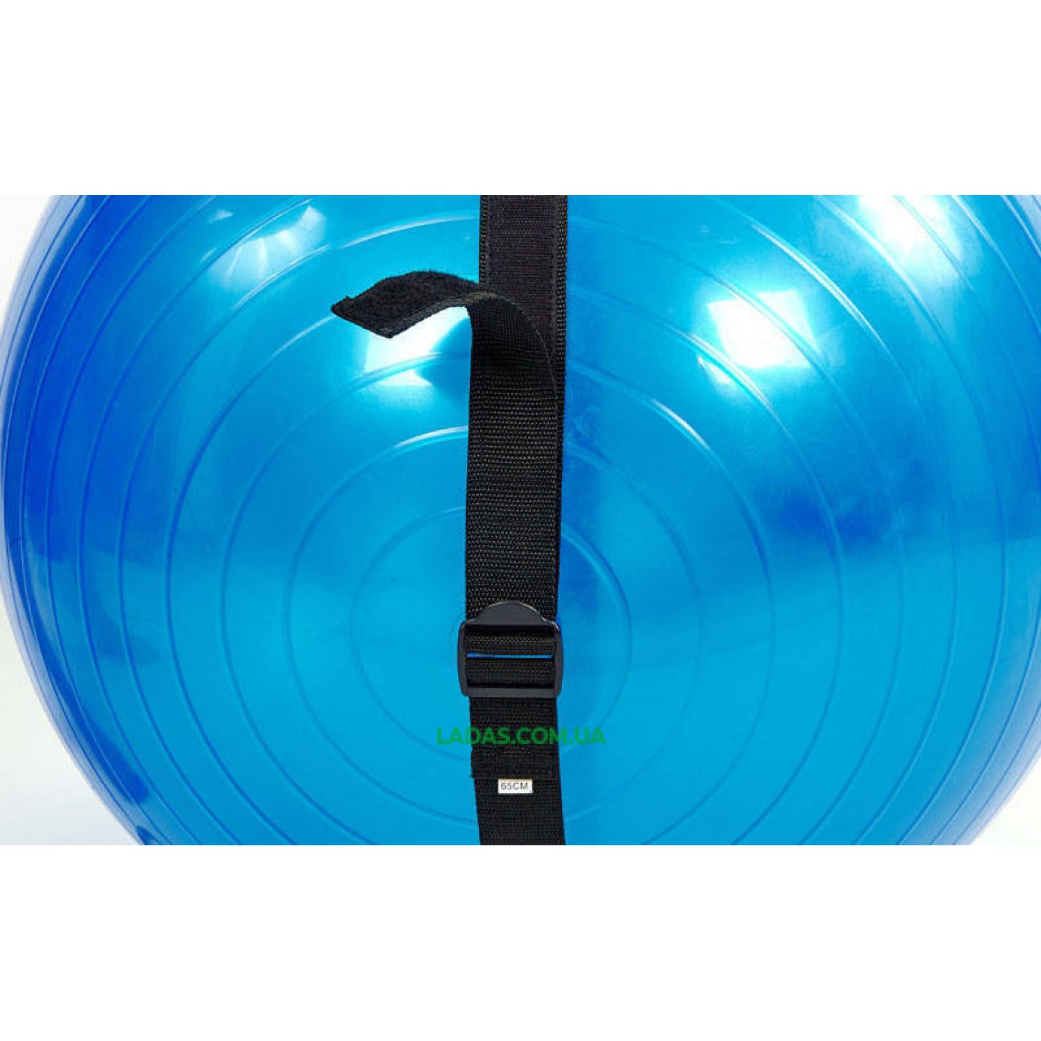 Мяч для фитнеса (фитбол) глянцевый с эспандерами и ремнем (65см, 1100г, ABS)