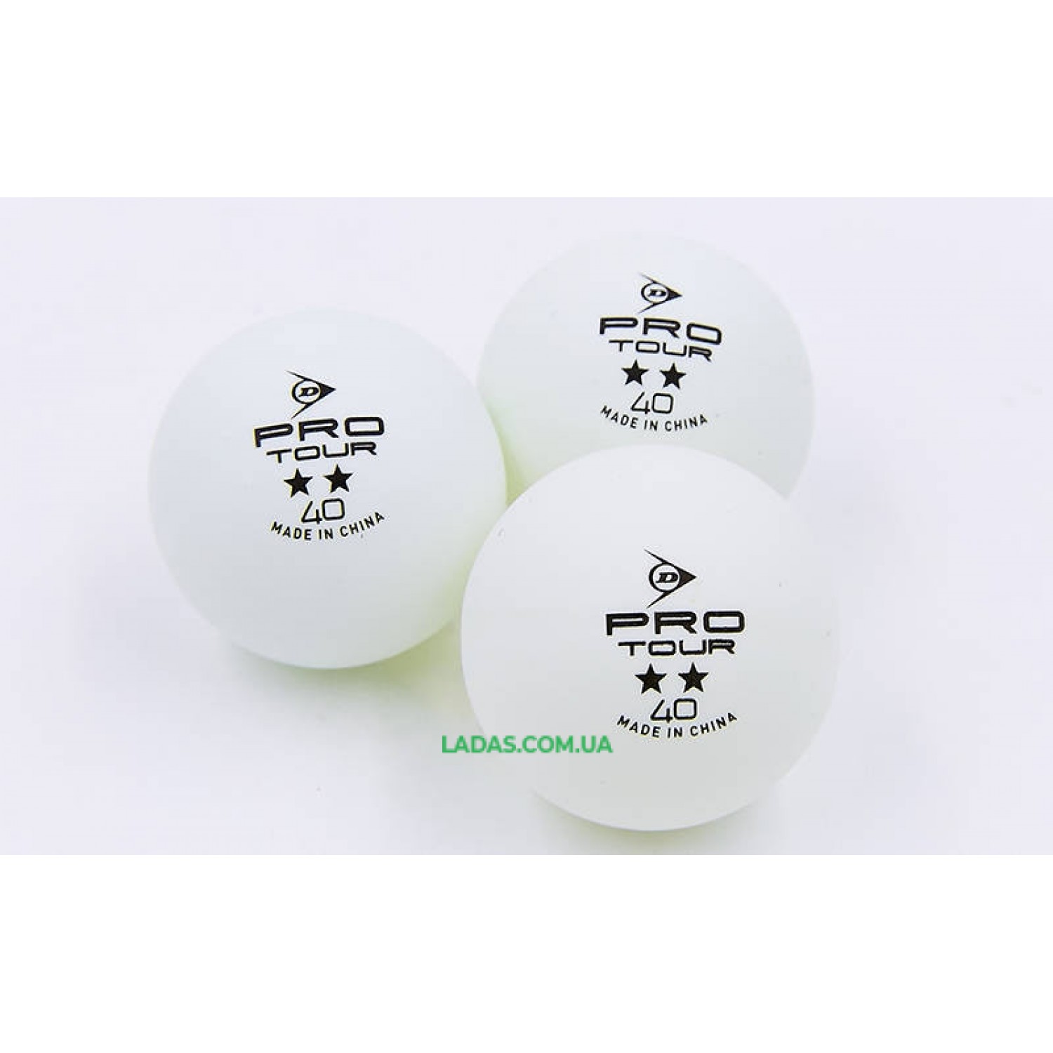 Набор мячей для настольного тенниса 3 штуки DUNLOP 2star PRO TOUR (пластик, d-40мм, белый)