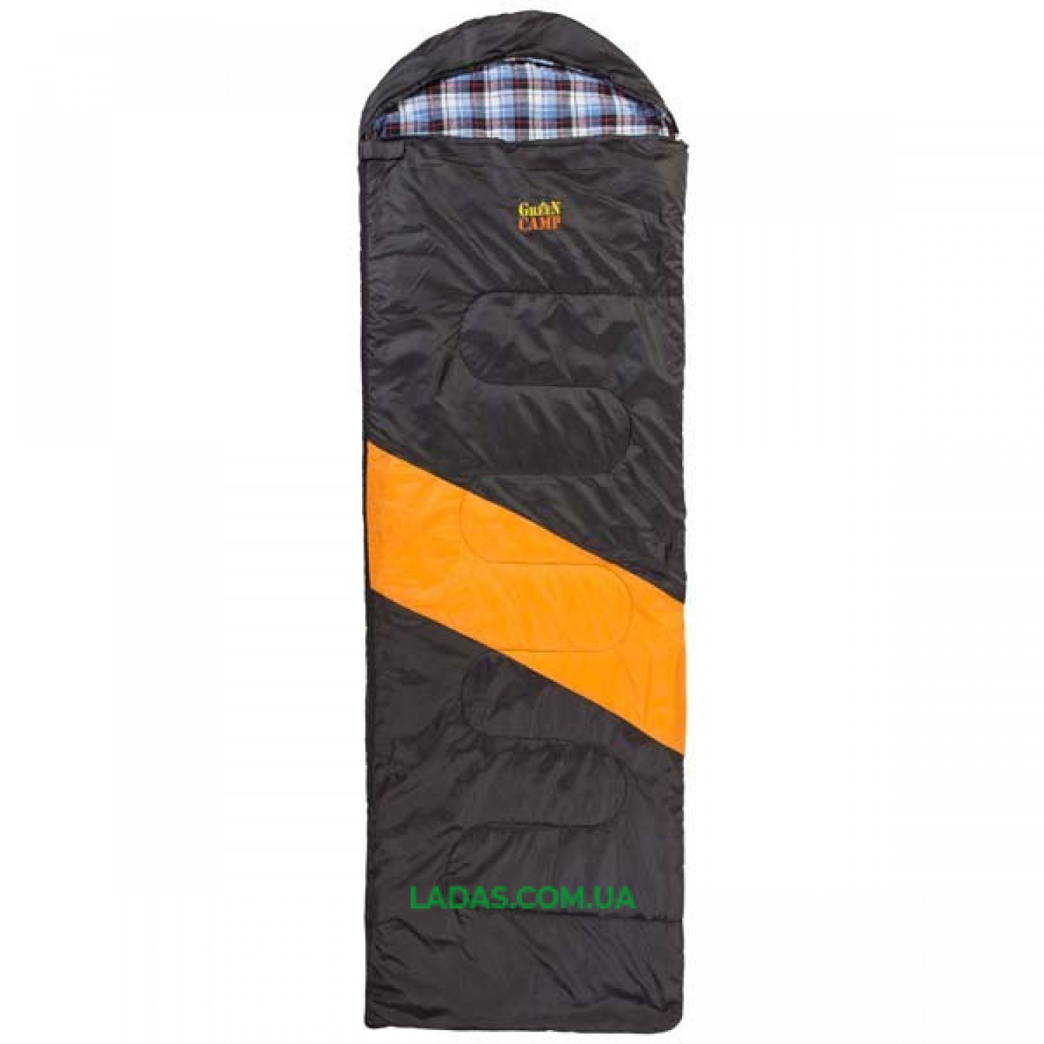 Спальник GreenCamp, одеяло, 450гр/м2, черно/оранжевый, подкладка Barberi, 230 х 75 см.