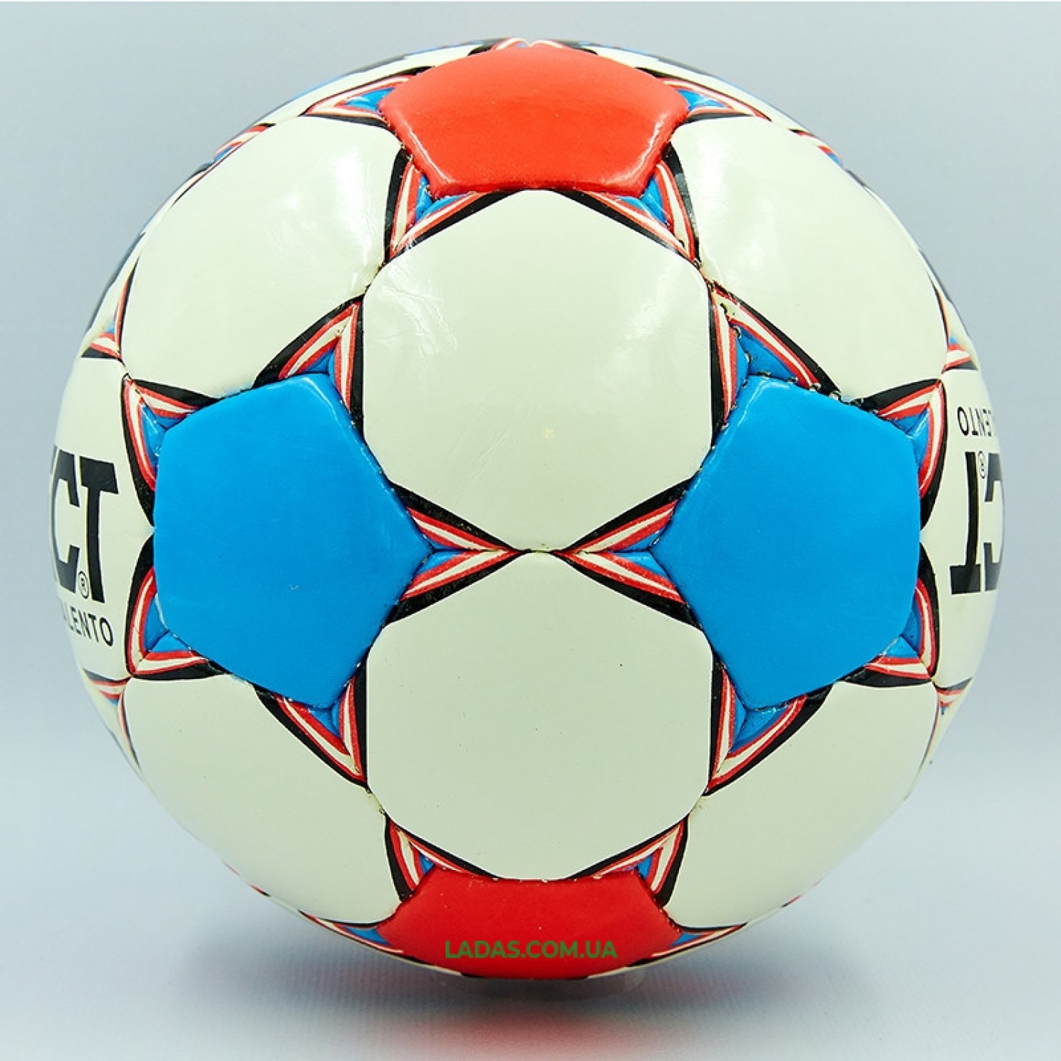 Мяч футбольный №4 PU ламинированный ST TALENTO (бело-синий, сшит вручную)