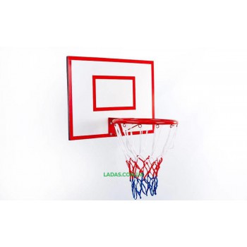 Щит баскетбольный с кольцом и сеткой UR (щит ДСП 60x50см, кольцо 30см)