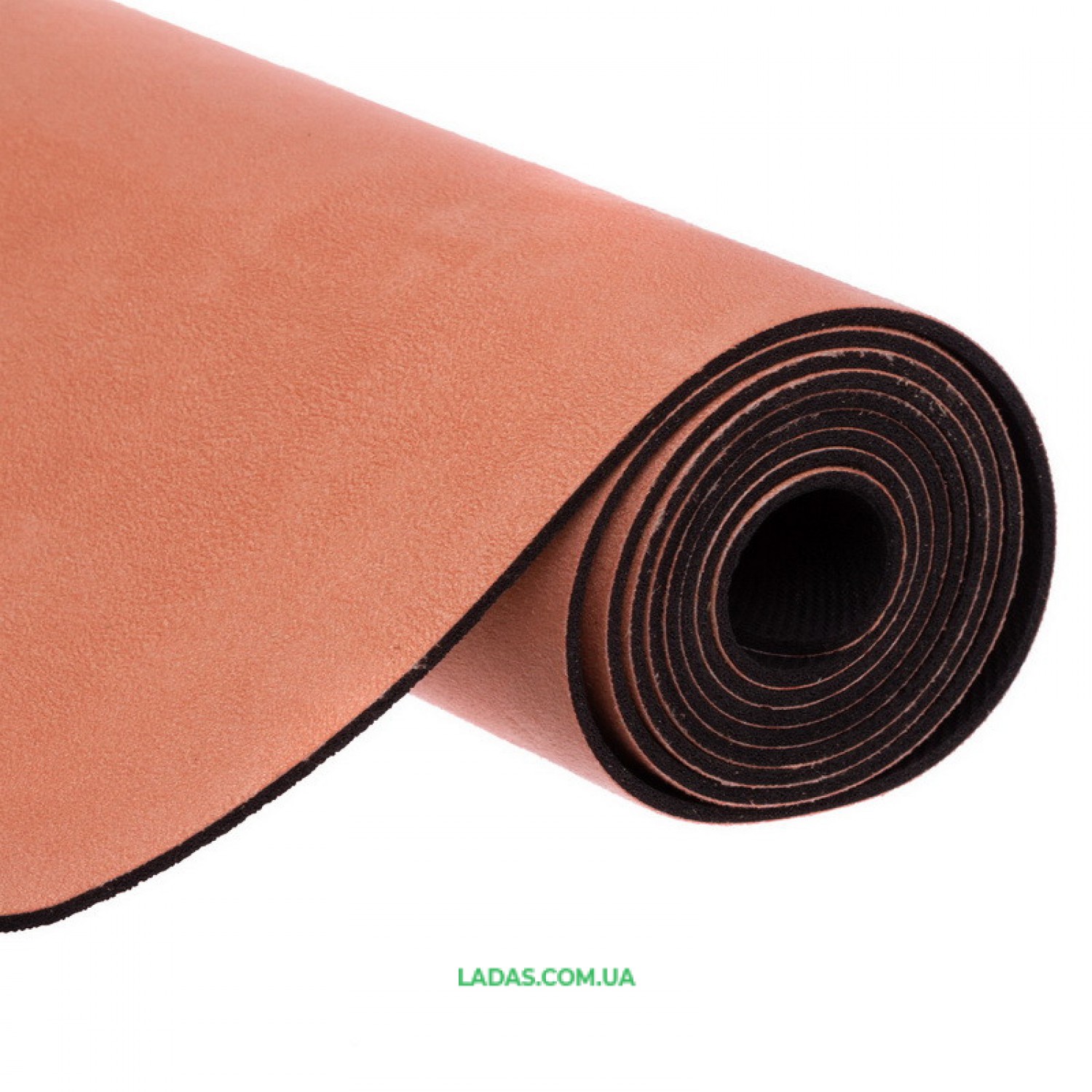 Коврик для йоги Замшевый каучуковый двухслойный Record (размер 1,83мx0,61мx3мм, персиковый)