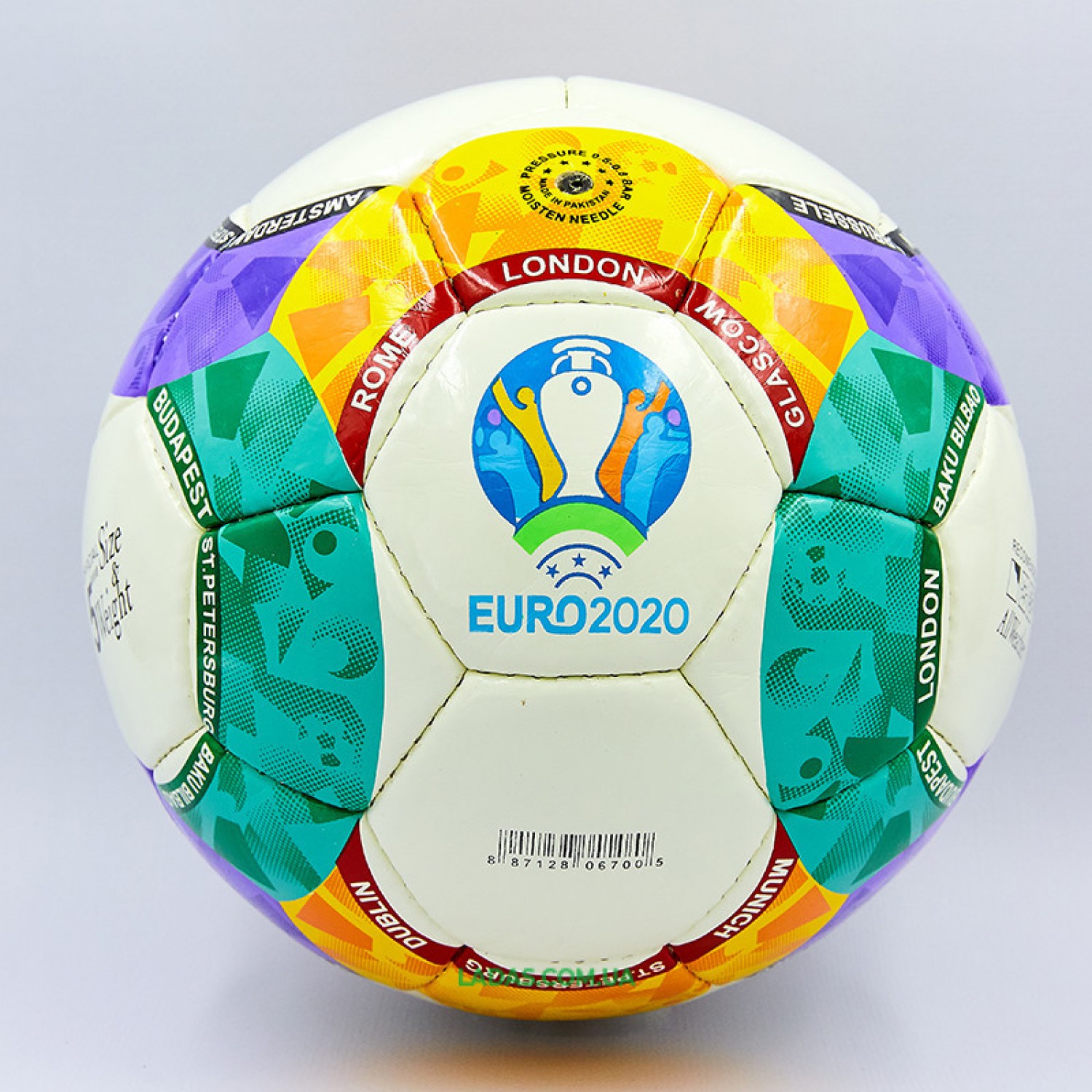 Мяч футбольный №5 PU ламин. EURO 2020 (№5, 5 сл., сшит вручную)