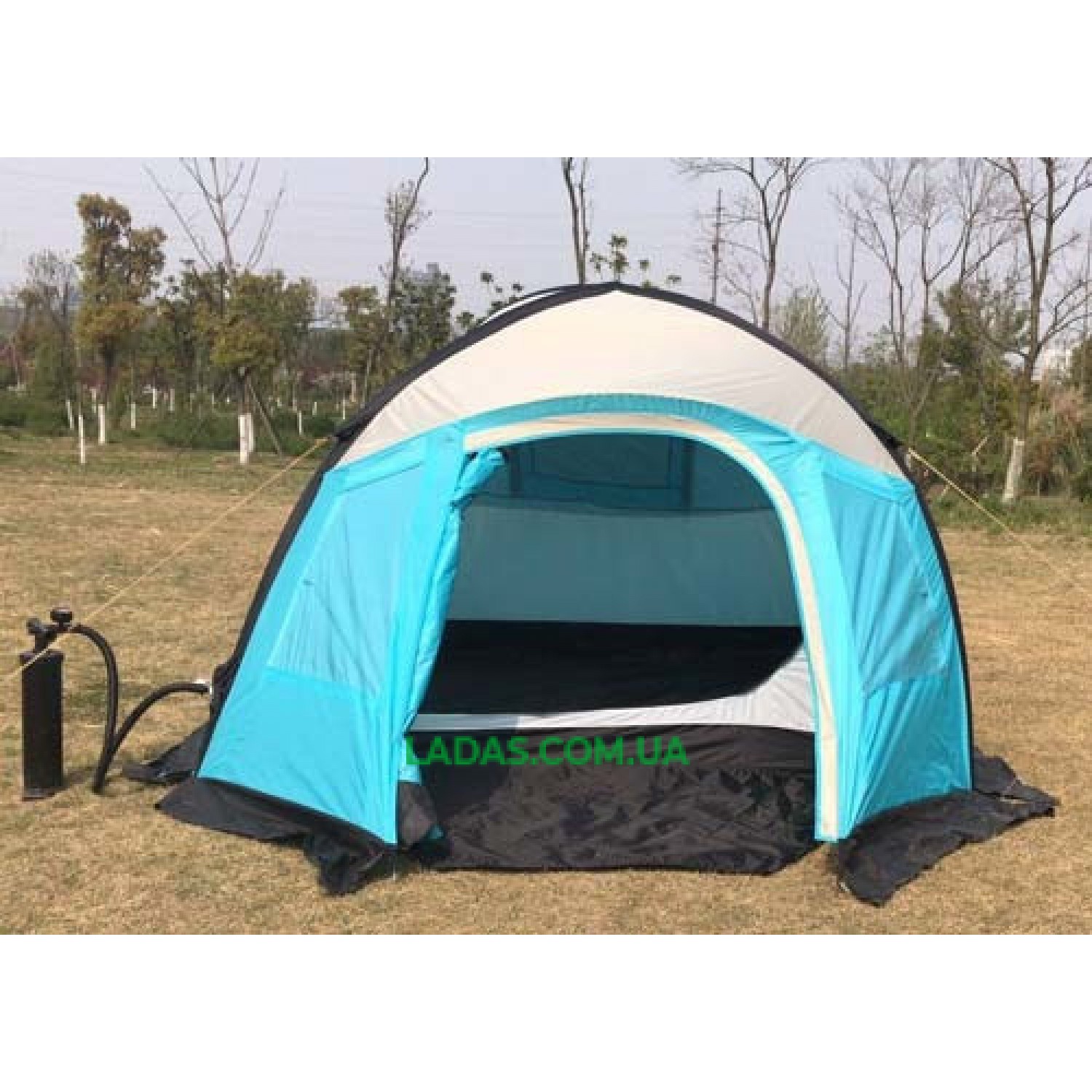 Палатка 3-х местная Mimir 800 , надувная( р-р 2.1 х 2.1 х 1.45 м,вес: 6,5 кг,цвет: голубой-серый)